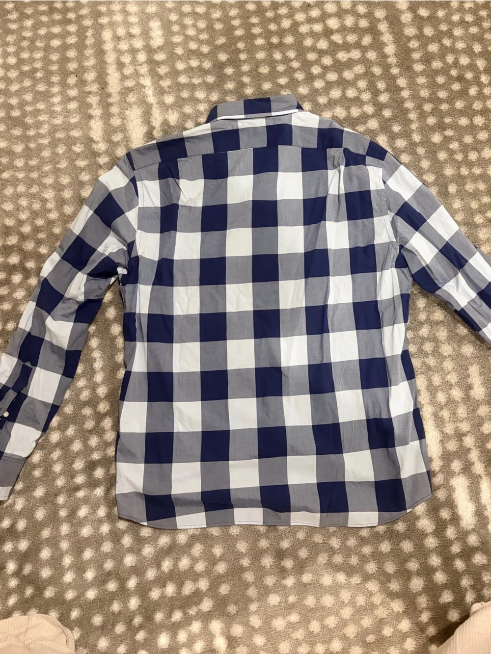 J. Crew Navy and White Large Check Button-Down Shirt